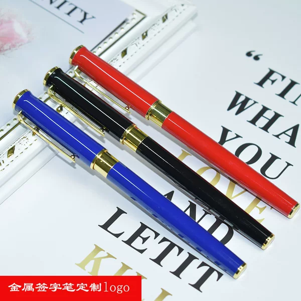 Signature Pen metal lettering printed logo gel pen black blue red water pen business gift pen Pearl pen