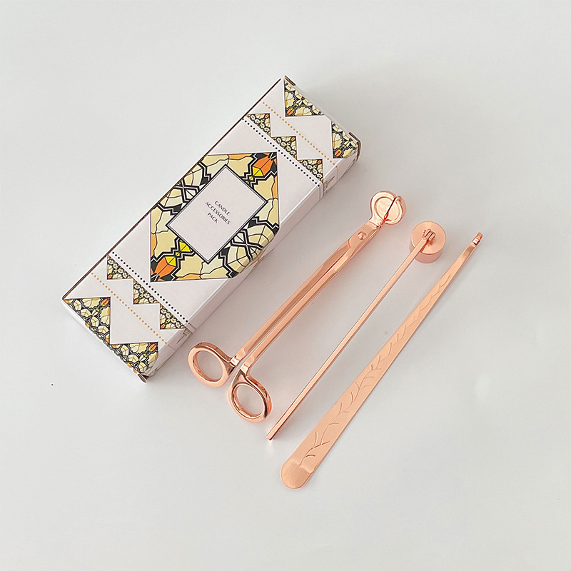 Conjunto de herramientas para velas de aromaterapia - Diseño moderno simple, incluye cortador de vela de acero inoxidable, extintor de vela y encendedor, venta al por mayor