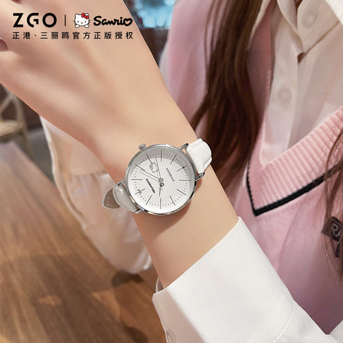 ZGO Sanrio Hello Kitty watch women's simple niche design ins style junior and high school students waterproof quartz watch women