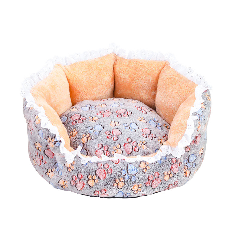 Nido para gatos, encaje de franela, nido para mascotas, perrera suave y cómoda, cama para gatos de moda dulce, fábrica de camas para perros al por mayor