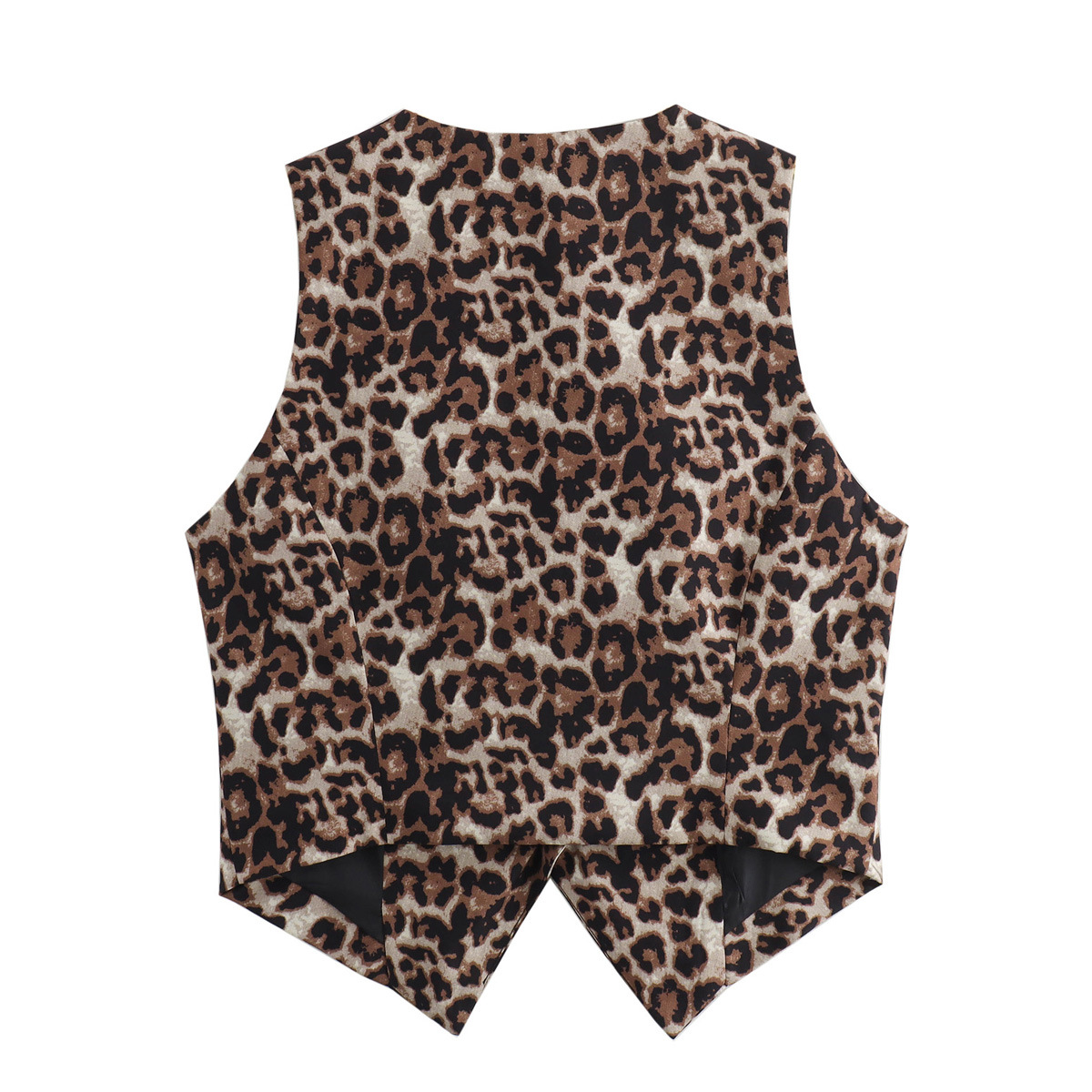 Single Breasted Placket Type Wholesale Women's Streetwear Leopard Sleeveless Button Tank Tops
