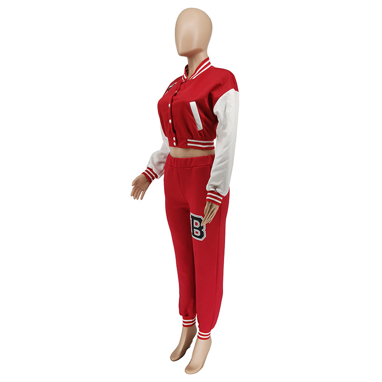 Moterų kelnės baseball uniformos kostiumas su raidėmis sportinis_voghion.com