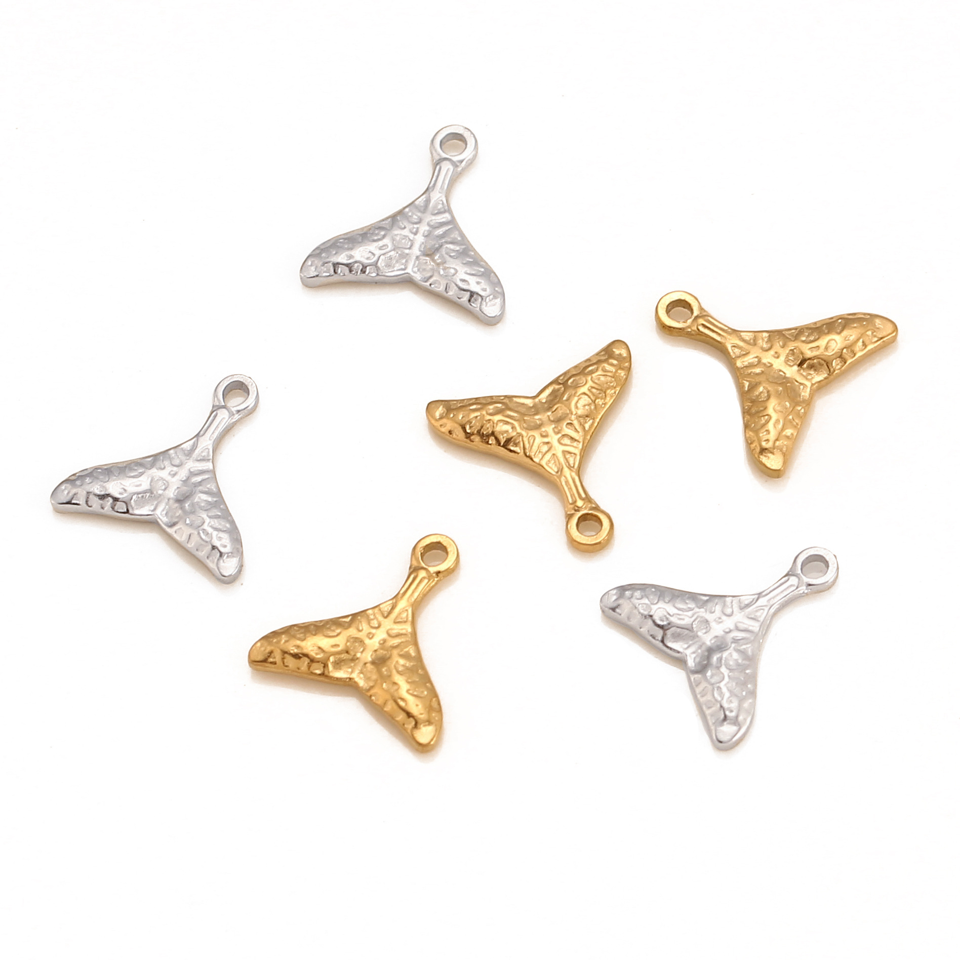 7g Weight 3 PCS/Package 11mm*11mm 304L Stainless Steel Fish Tail Pendant