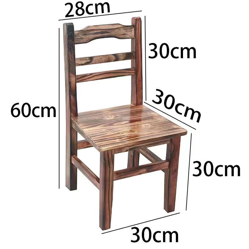 원목 등받이 의자(앉은 높이 30cm), 디스트레스드 및 탄화 스타일