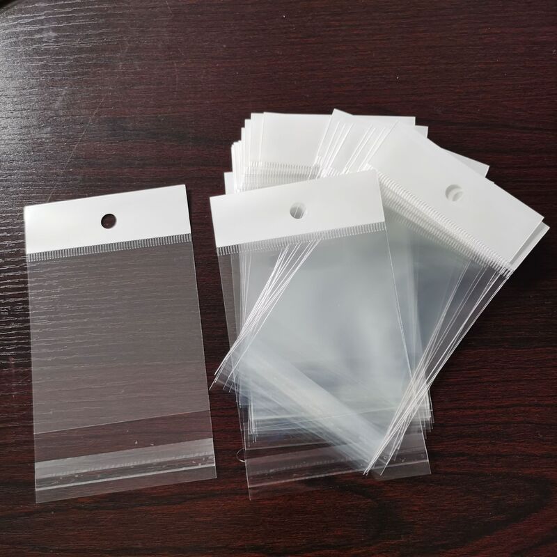 [Factory shop] wholesale slender transparent hanging hole bag white card OPP self-adhesive bag jewelry packaging bag printing