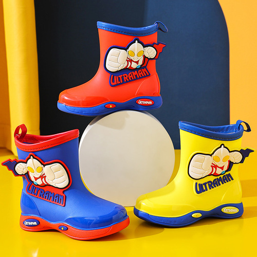奥特曼雨鞋男童雨靴防滑防水加绒幼儿园小童宝宝轻便水鞋胶鞋