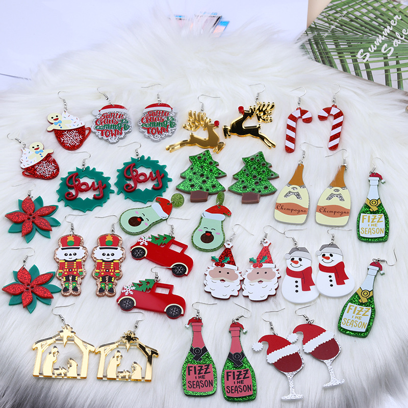 Simple Style Christmas Tree Santa Claus Arylic Stoving Varnish Women's Earrings 1 Pair display picture 23