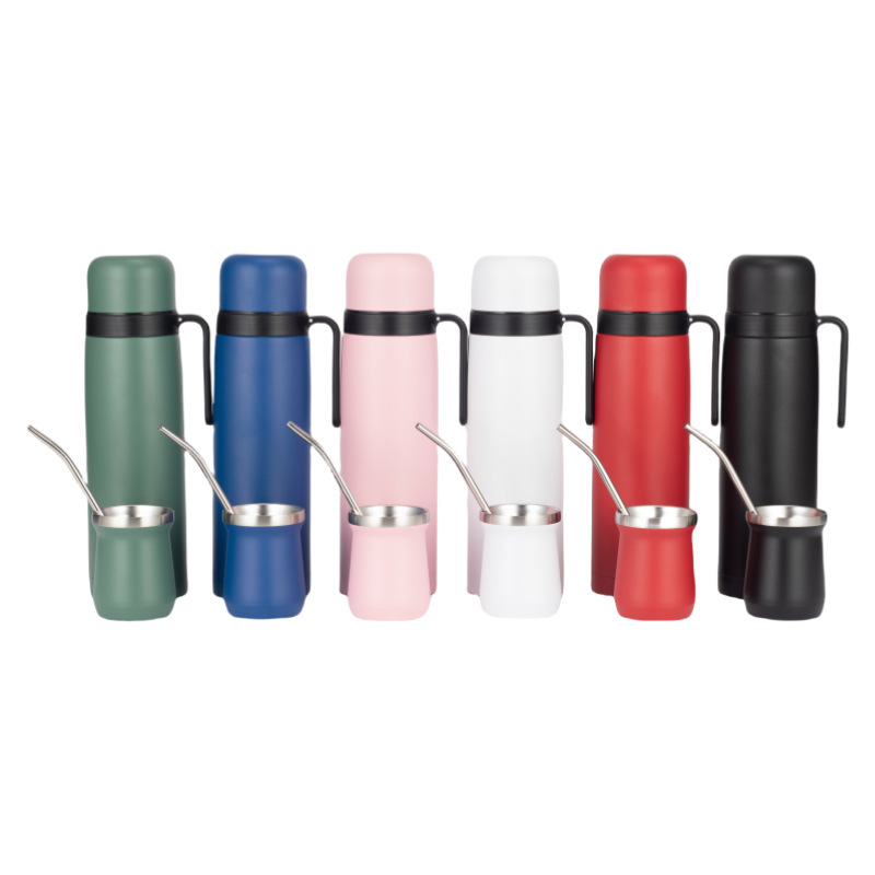 Nuevo Modelo Transfronterizo, Taza de Mate de Acero Inoxidable 304, Juego de Mate, Taza Aislada Portátil de Gran Capacidad con Asa para Exteriores