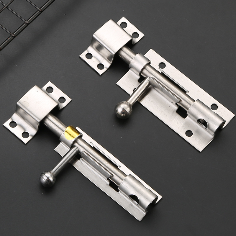 鐵門加厚實心不鏽鋼連體肥仔插銷 大門明裝加粗不鏽鋼防盜門栓