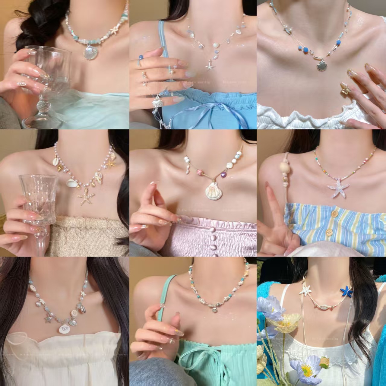 New Seaside Vacation Dopamine Shell Beaded Necklace Women's Light Luxury Niche High-end Accessories All-match Clavicle Chain