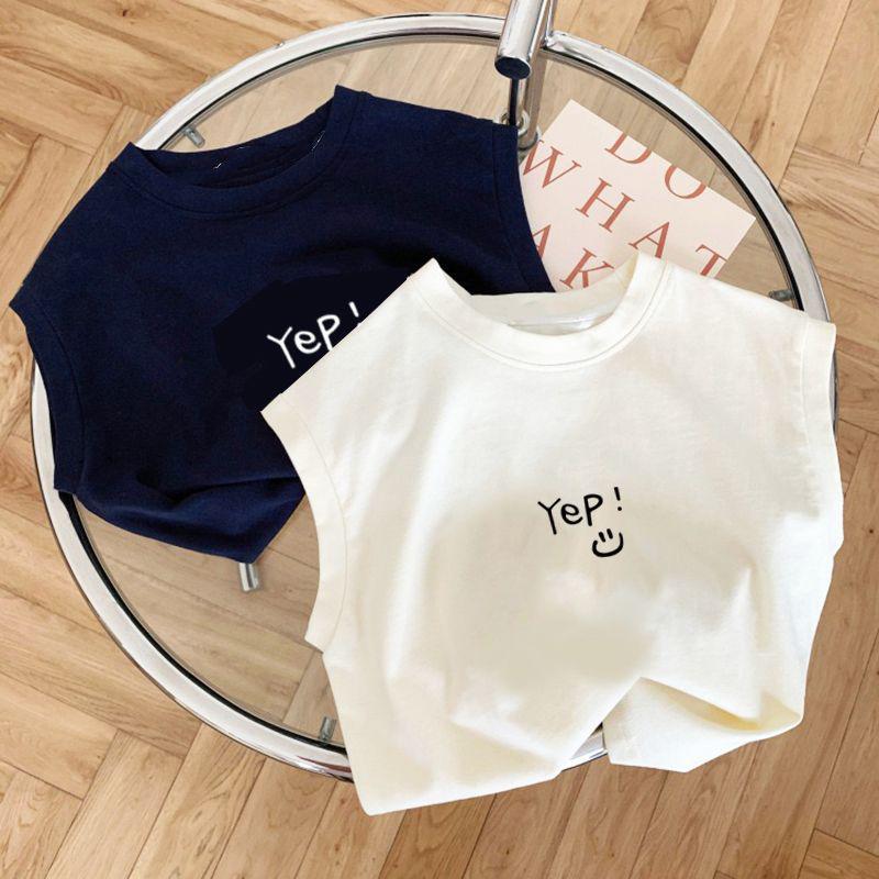 Cotton Children's Baby Cute Sleeveless T-Shirt 2024 Simple Medium and Small Kids Unisex Backless Top Summer Trend
