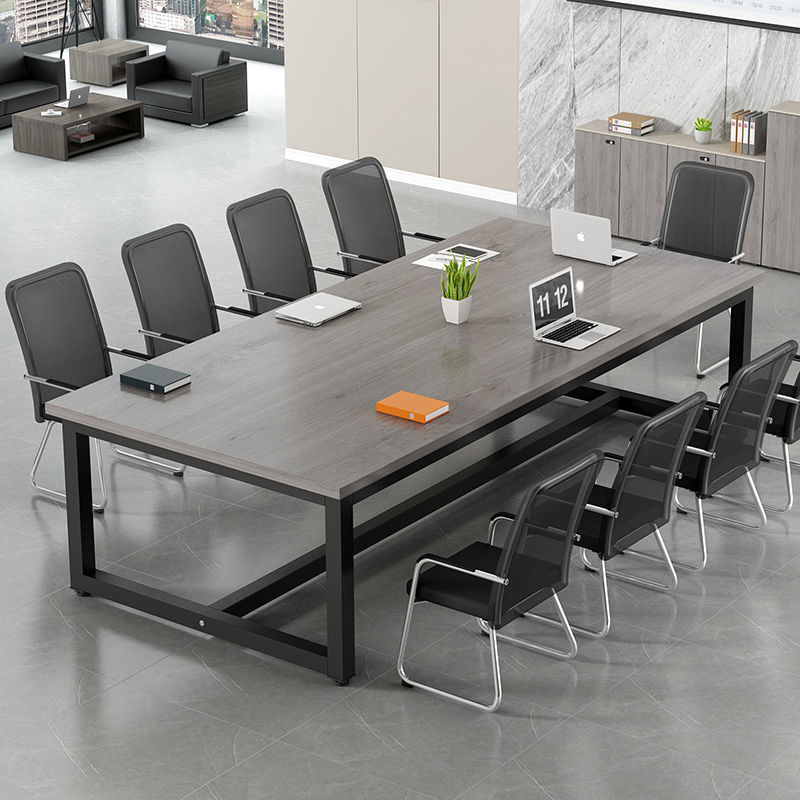 Mesa de conferencias Mesa larga Mesa de trabajo de capacitación para personal Mesa de negociación simple y moderna Mesa y silla Combinación Marco de acero Escritorio para computadora Escritorio