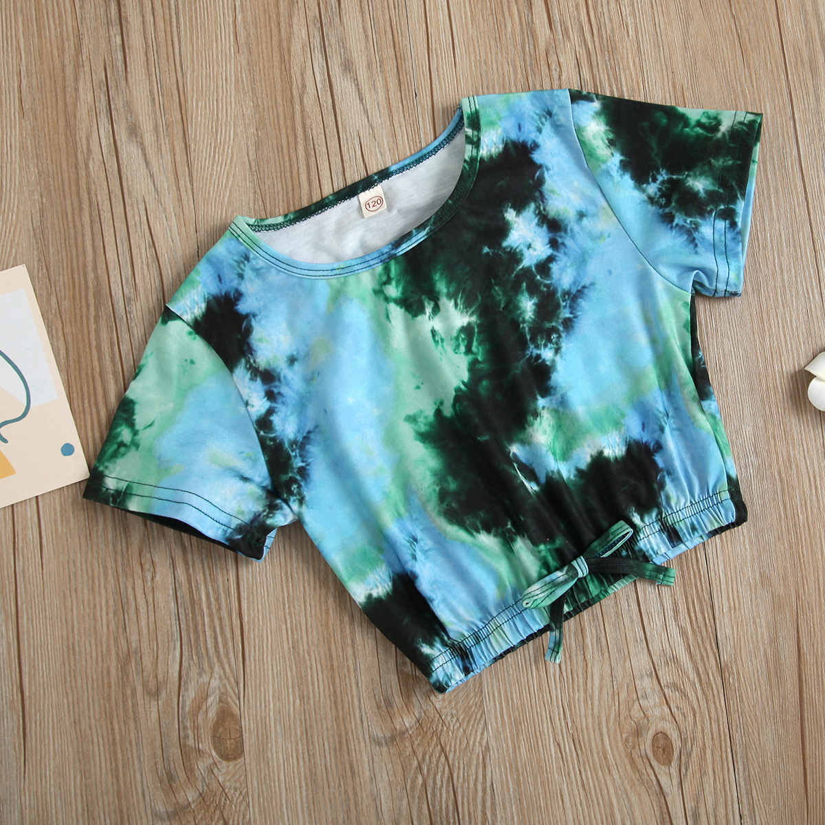 Kinder Tie-dye Rundhals Kurzarm Oberteil Und Rippshorts Set_voghion.com