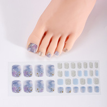 跨境新品免烤凝胶脚贴美甲贴纸烫金葱粉韩国甲油膜脚指甲贴亚马逊