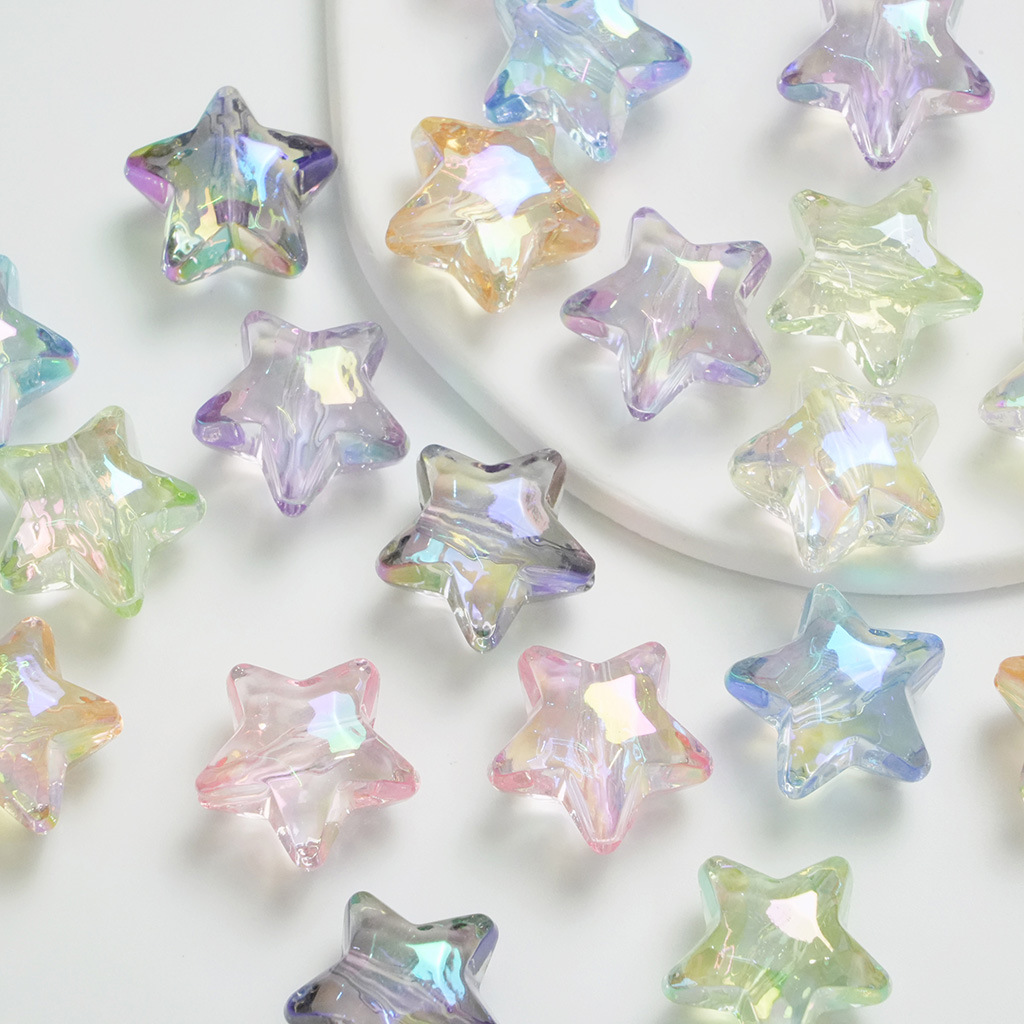 Transparente UV color mágico corte estrella de cinco puntas amor acrílico DIY pulsera material de cuentas accesorios de la joyería al por mayor
