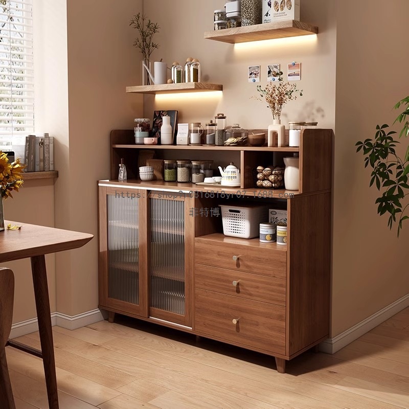 Fitbo Multifunctional Sideboard Small Apartment Cabinet Wall-Mounted Home Kitchen Storage Cabinet Living Room Balcony Tea Storage