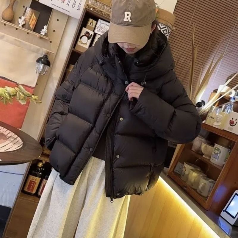 女性用の軽くて薄い綿のコート、ショートスタイル、スプライシング、2025年の新しい冬の綿のコート、小さな綿のジャケット、暖かいジャケット|undefined