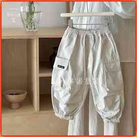 男童工装裤2025新款春季儿童宽松裤子中大童嘻哈休闲束脚裤哈伦裤
