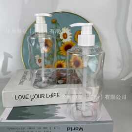 厂家定制水波纹冰川纹按压洗护瓶300ml特色新款500ml沐浴露洗发水