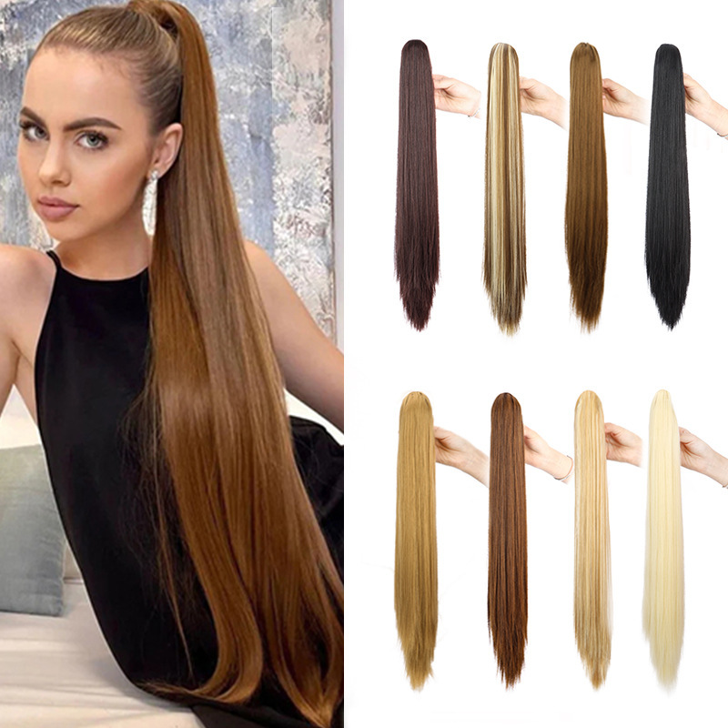Wig ponytail women grab clip long straight hair simulation fake ponytail temperament natural hair extension ponytail manufacturers in stock wholesale Wig ponytail women grab clip long straight hair simulation fake ponytail temperament natural hair extension ponytail manufacturers in stock wholesale