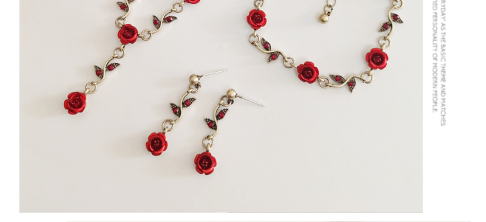Retro Rose Alloy Plating Rhinestones Women's Bracelets Earrings Necklace display picture 7