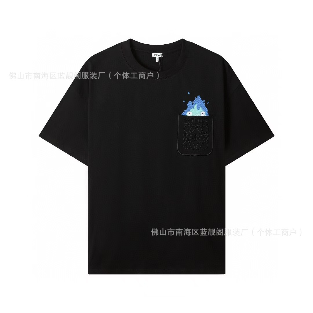 正しいバージョンLOE家24SS新ポケット刺繍クラシック小標男女ゆるいカジュアルカップル半袖tシャツ
