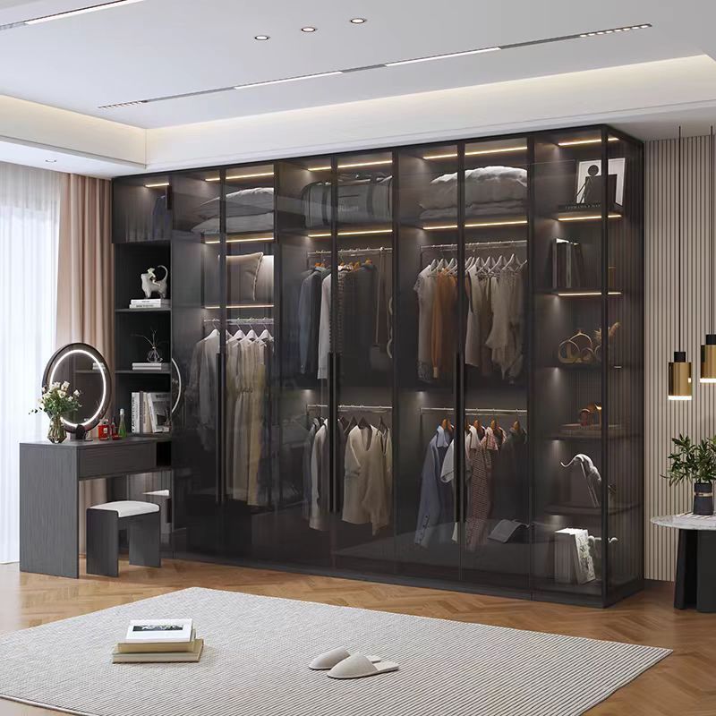 Light luxury bedroom wardrobe household one door to top glass door…