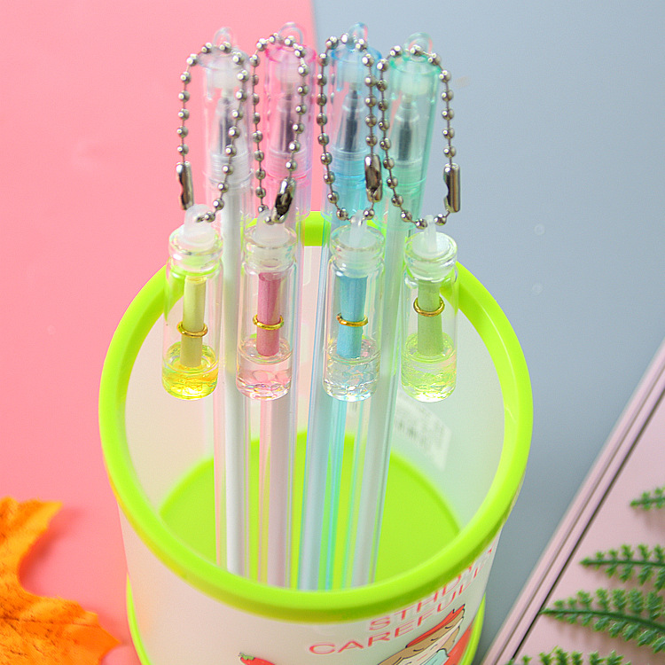 Linda botella a la deriva pluma colgante estudiante papelería botella CITIC colgante pluma de gel pluma de agua de carbono pluma de firma al por mayor