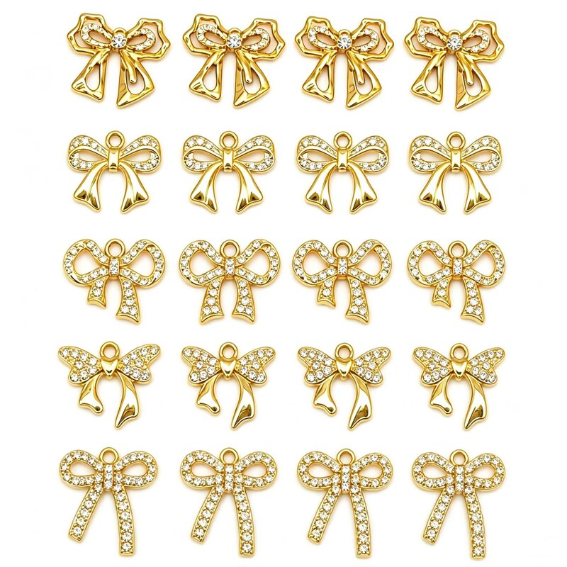 Popular European and American export item: copper micro-inlaid zircon butterfly bow pendant accessory for nails and clothing, versatile accessory Popular European and American export item: copper micro-inlaid zircon butterfly bow pendant accessory for nails and clothing, versatile accessory