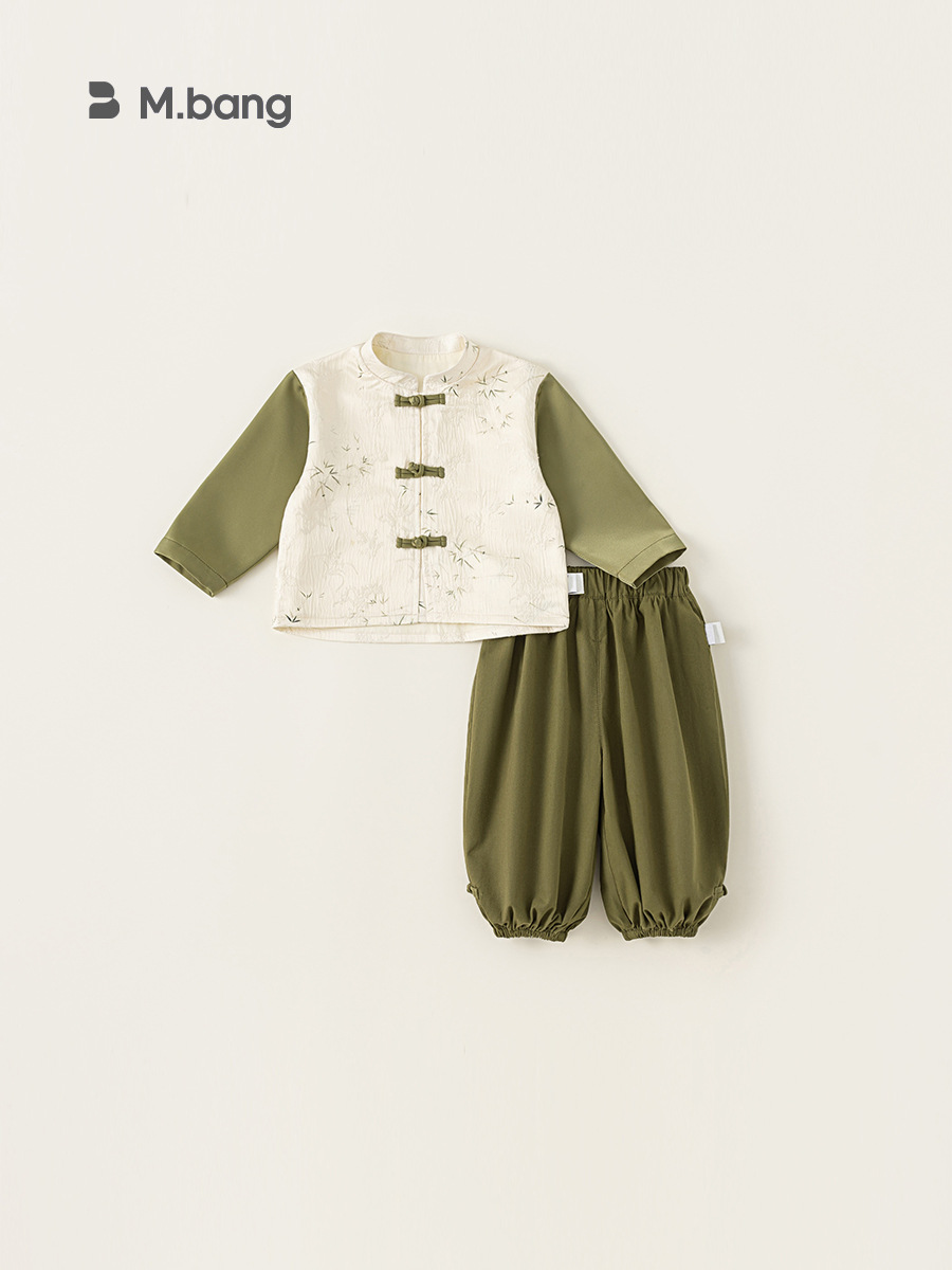 Yubao ropa infantil para niños set de otoño ropa de bebé nuevo estilo de ropa china nueva ropa Tang color conjunto de dos piezas image 1