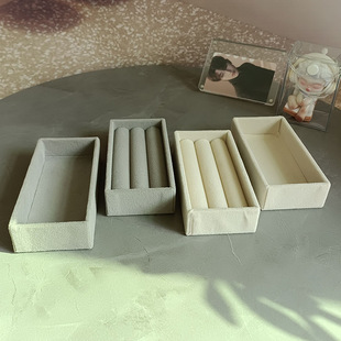 small size gray drawer flannel ring tray earrings watch chain storage box jewelry flannel box wholesale