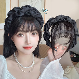 Fake Bangs for Women, Forehead Hairband, Air Bangs, Real Hair Top, Natural Cloud-Like Integrated Bangs Hairband