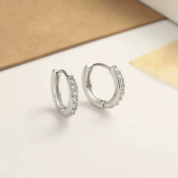 European and American Cross-Border Elegant Copper Micro-Paved Zircon Earrings for Women, High-End Niche Earrings Ins Style Simple Cold Style Earrings
