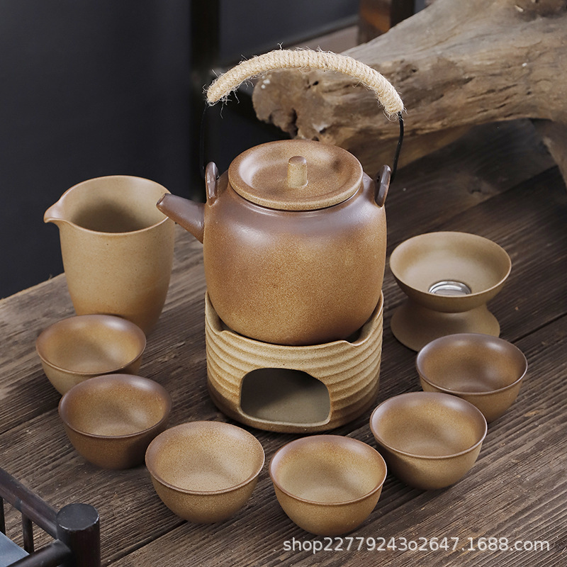 Lifting Pot Tea Set Stoneware Set Ceramic Kung Fu Tea Set Household Simple Carbon Stove Boiling Teapot Enclosed Stove Boiling Tea