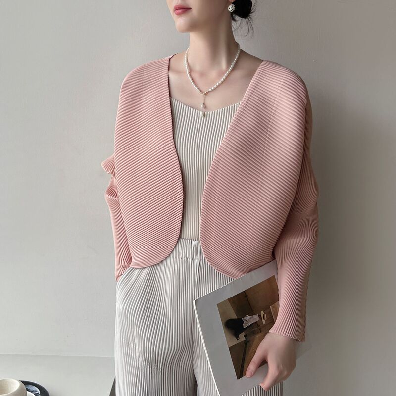 Counter Quality 2024 Early Spring New High-end Pleated Slim-fit Slimming All-match Casual Cardigan Shell Long-sleeved Jacket