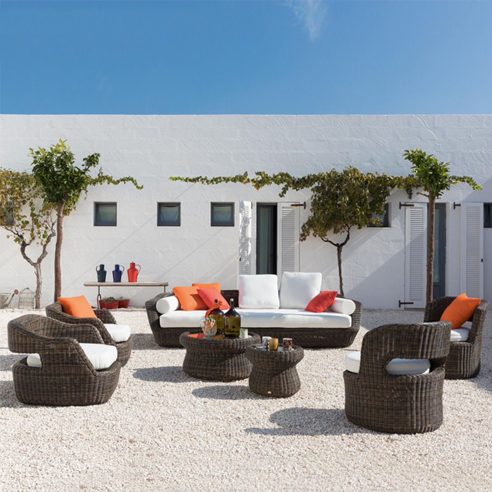 Rattan chair, outdoor coffee table, courtyard outdoor balcony three-piece set, outdoor three-piece garden furniture set