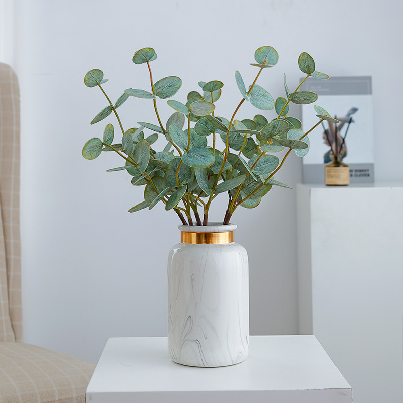 New Arrival Single-Branch 3-Fork Artificial Eucalyptus for Home & Hotel Decor, Wedding Arrangements, and Fresh, Natural-Looking Synthetic Greenery