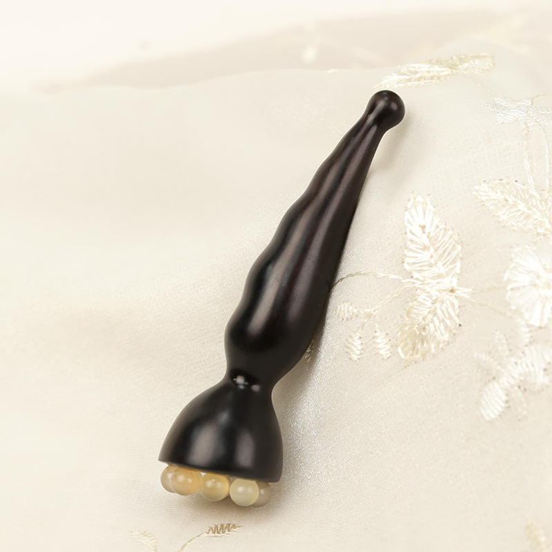 Natural purple sandalwood lotus seedpod massage stick, ram horn facial beauty stick, ebony tendon massage stick, acupressure massage for women's skincare.