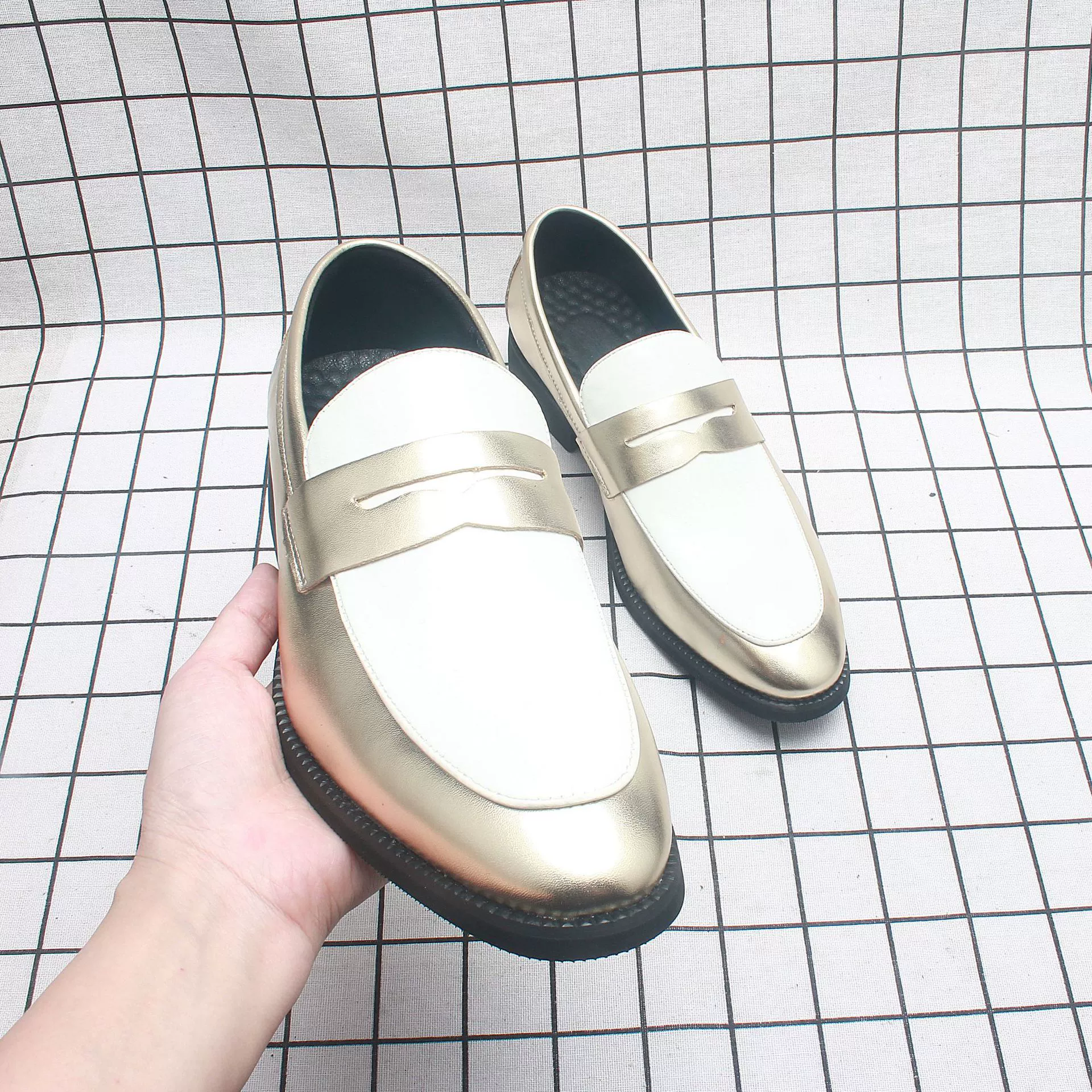 Мужские кожаные туфли-лоферы больших размеров, черно-белые, весна 2025 года,  для бизнес-кэжуал,  с возможностью международной доставки, 87212