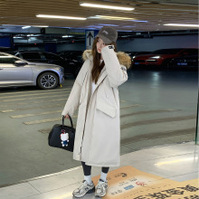 俄罗斯长款过膝大毛领派克服女2025新款韩系宽松加厚棉衣工装外套