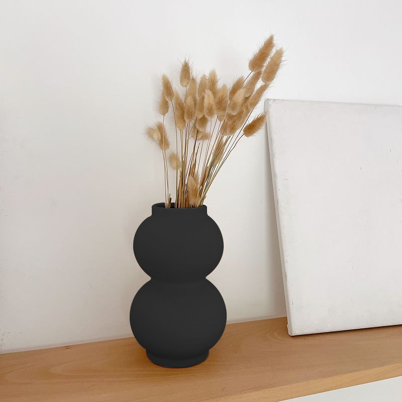 Wabilifeng retro decoración de jarrón de cerámica negra sala de estar arreglo floral flor seca creativa decoración del hogar al por mayor