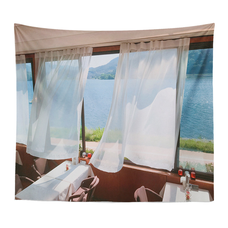 Exportación Comercio exterior Piel de camarones Amazon Fondo tela nórdico paisaje abstracto pintura dormitorio decoración colgante tela entrega de una sola pieza