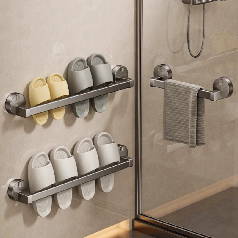 Настенная подставка для тапочек на присосках, органайзер для обуви без сверления для ванной, держатель для обуви с дренажем, настенный органайзер для туалета.