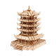 Wooden Building Blocks Simulation Penglai Pavilion Model Puzzle 3d Assembled Cross-border Wood Toy Factory Direct Supply