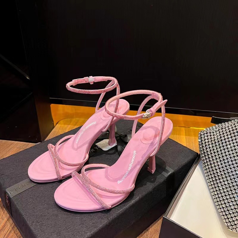 Pink high-heeled sandals fairy style san...