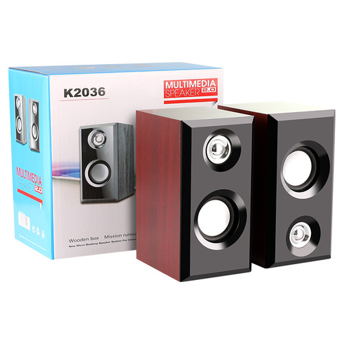 USB laptop multimedia computer desktop small audio wooden 2.0 mini subwoofer speaker English packaging