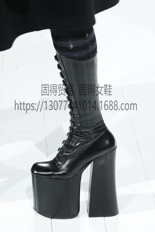 跨境独立站ins时尚走秀异型粗跟防水台女鞋Runway Shoes Boots