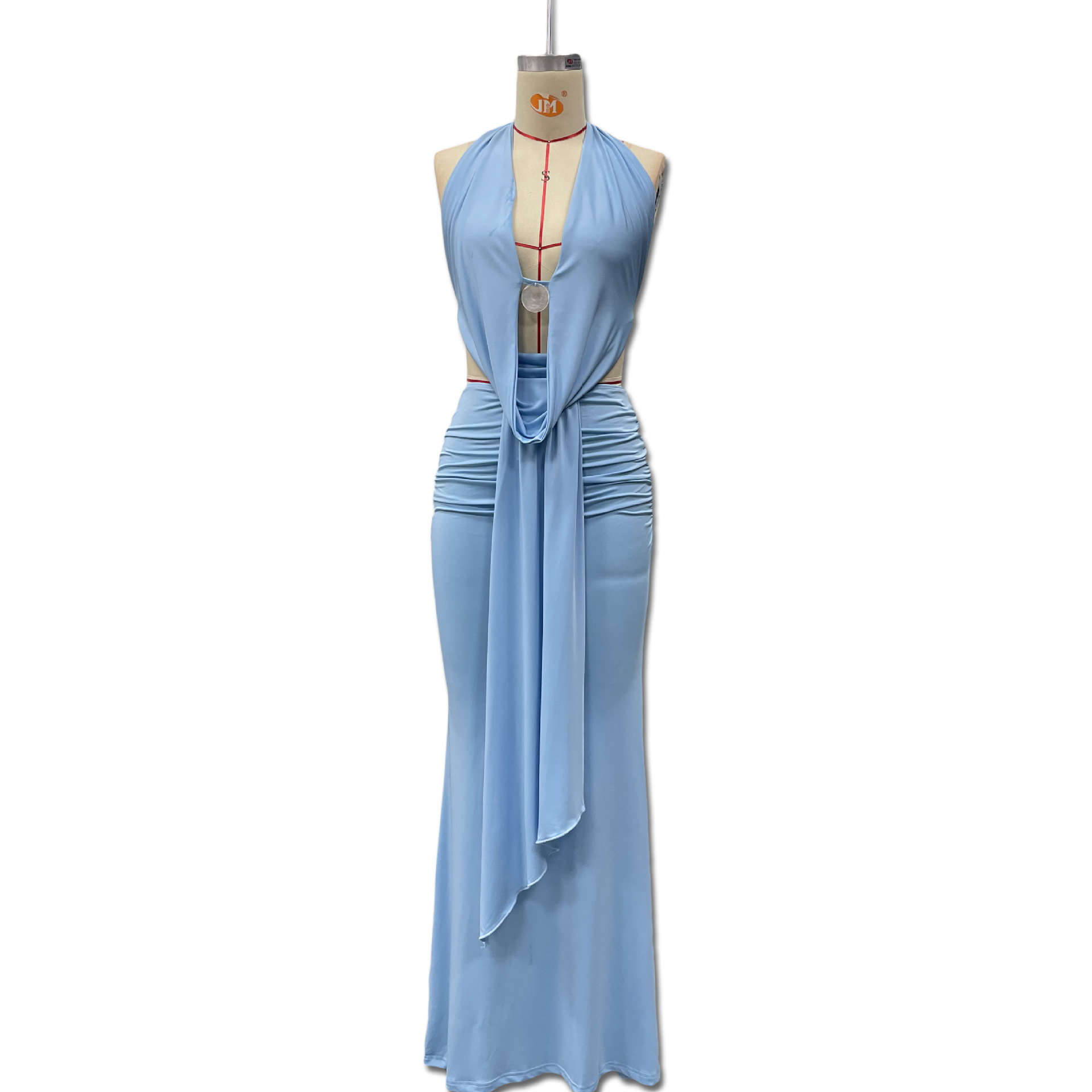 Women's Halter Neck Backless Top And Bodycon Skirt Set Elegant_voghion.com