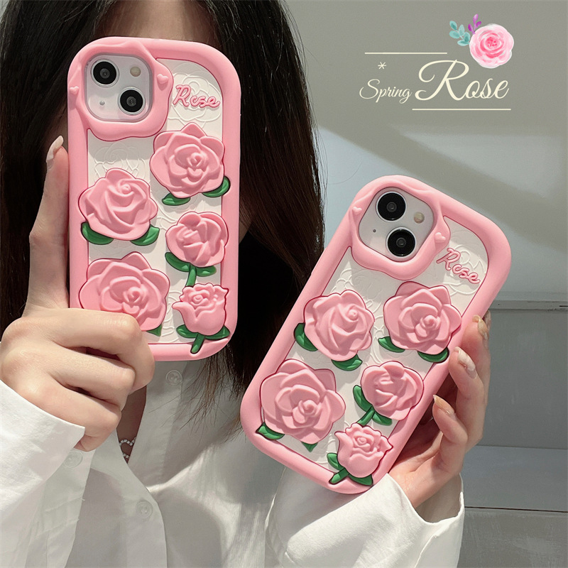 Rose玫瑰花iPhone11适用苹果13promax手机壳12女14可爱硅胶ins风