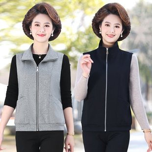 Middle-aged and elderly short waistcoat women's 40-50 year old mother's waistcoat lapel vest spring and autumn thin plus size coat